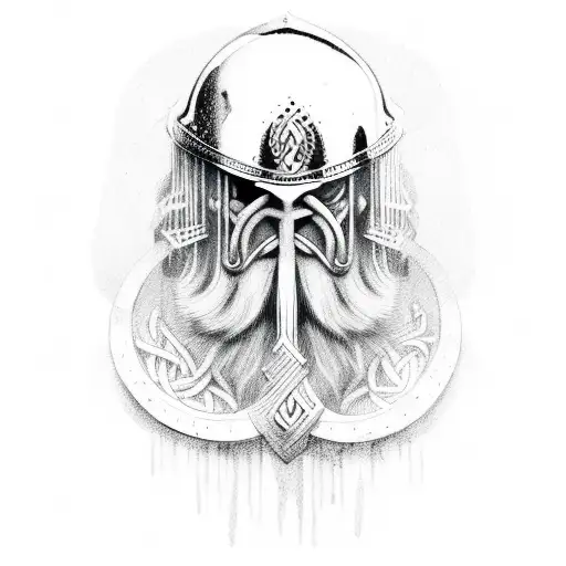 viking surrealist tattoo design idea