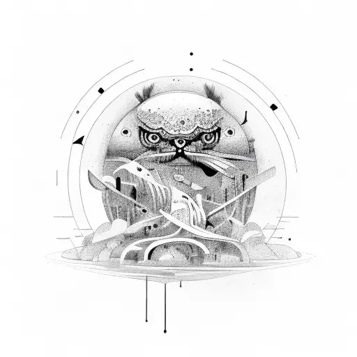 scandinavian surrealist tattoo design idea