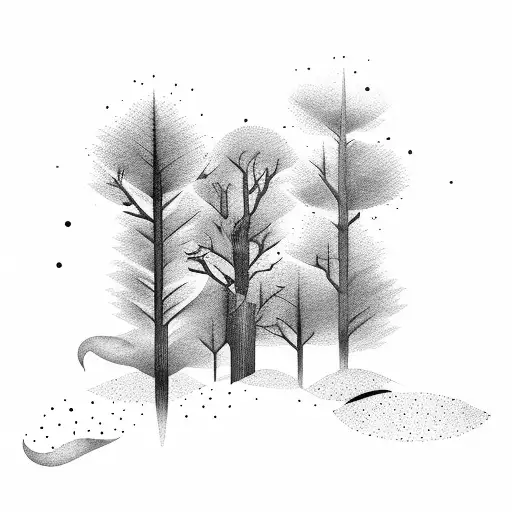 forest misty surrealist tattoo design idea