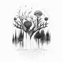 forest surrealist tattoo design idea