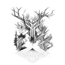 forest surrealist tattoo design idea