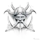 viking surrealist tattoo design idea