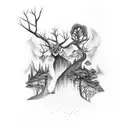 forest surrealist tattoo design idea