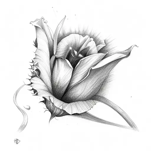 Buquet of One Rose, One Tulip and One Sunflower tattoo design idea