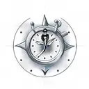 Clock; Anchor, cross, flowers tattoo design idea