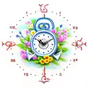Clock; Anchor, cross, flowers tattoo design idea
