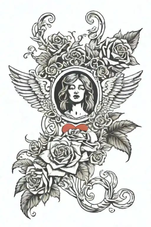 in utero nirvana with roses tattoo design idea