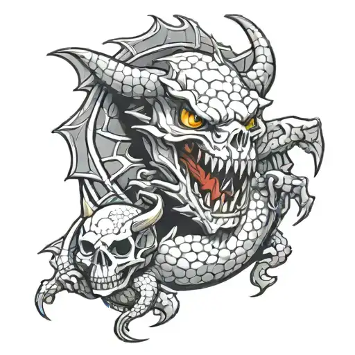 skulls golf ball dragon tattoo design idea