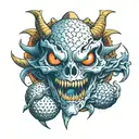 skulls golf ball dragon tattoo design idea