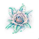 tropical flower, sea shore, sunset, lighthouse tattoo design idea