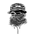 a man wearing a camouflage hat tattoo design idea