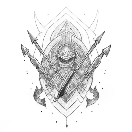 spear and Shield tattoo design idea