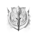 Shield spear tattoo design idea
