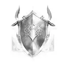 Shield spear tattoo design idea