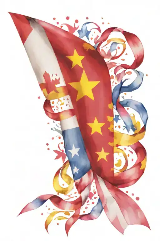 flags ribbon action. Venezuela, Spain, Canada, Netherlands, Switzerland,UK tattoo design idea