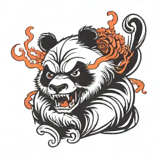 angry panda tattoo design idea