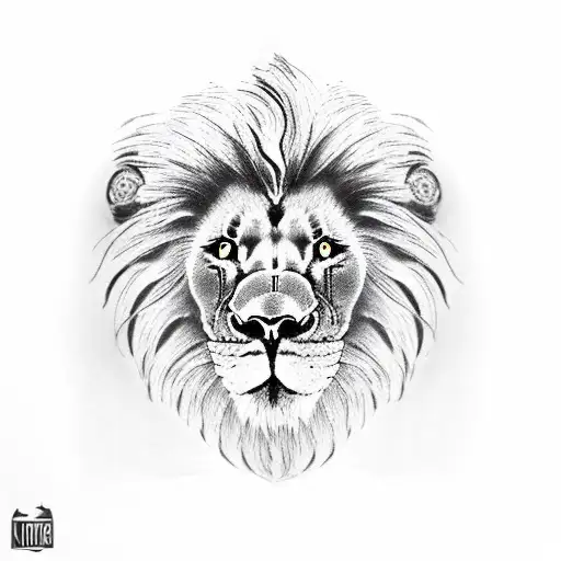 front lion head with crow tattoo design idea
