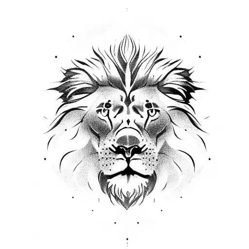 front lion head with crow tattoo design idea