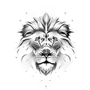 front lion head with crow tattoo design idea