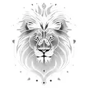 front lion head with crow tattoo design idea