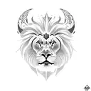 front lion head with crow tattoo design idea