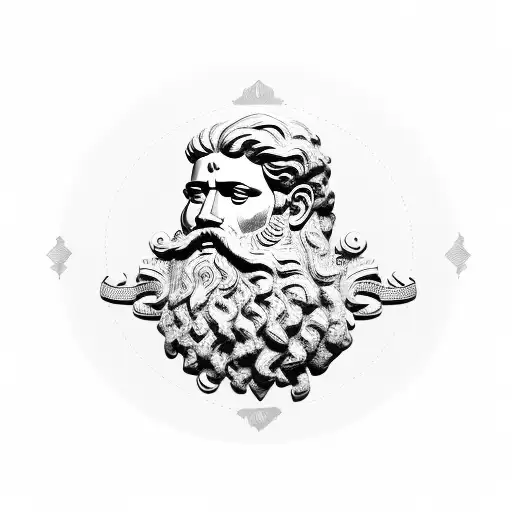 Roman statue of a bearded man tattoo design idea