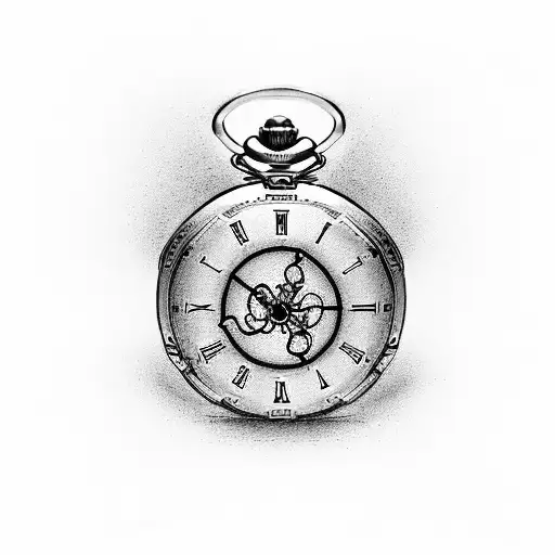 a semicolon symbol for suicide awareness inside a pocket watch reprensenting a pause, not the end. tattoo design idea