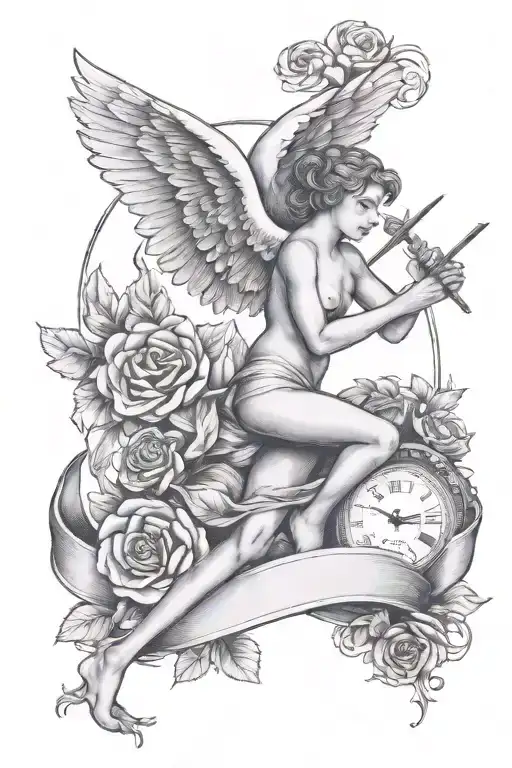 a number 13 and a cupid but the 13 is the important thing tattoo design idea