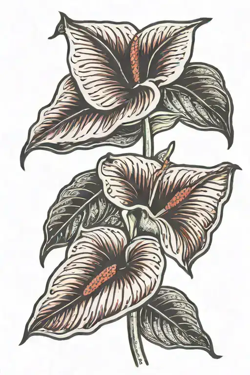 red anthurium flower tattoo design idea