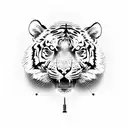 A majestic tiger with a clockwork mechanism integrated into its body tattoo design idea