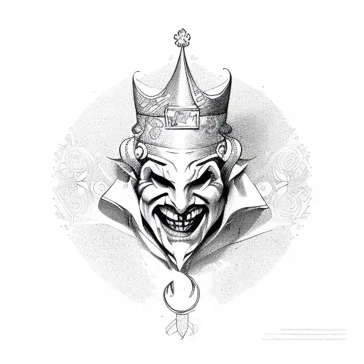jester linework tattoo design idea