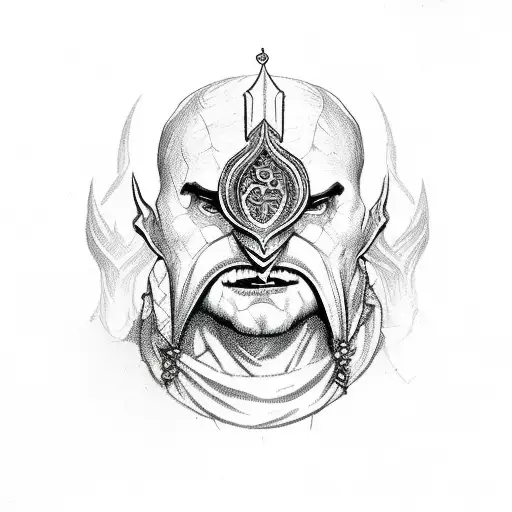 jester in hatching medieval style tattoo design idea