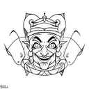 jester linework tattoo design idea