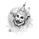 jester linework tattoo design idea