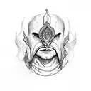 jester in hatching medieval style tattoo design idea