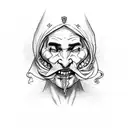jester in hatching medieval style tattoo design idea