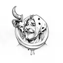 jester in hatching medieval style tattoo design idea