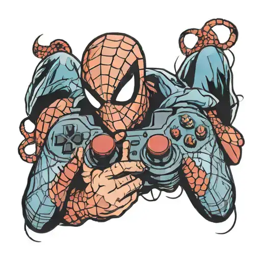 spider-man playing xbox controller tattoo design idea