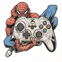 spider-man playing xbox controller tattoo design idea