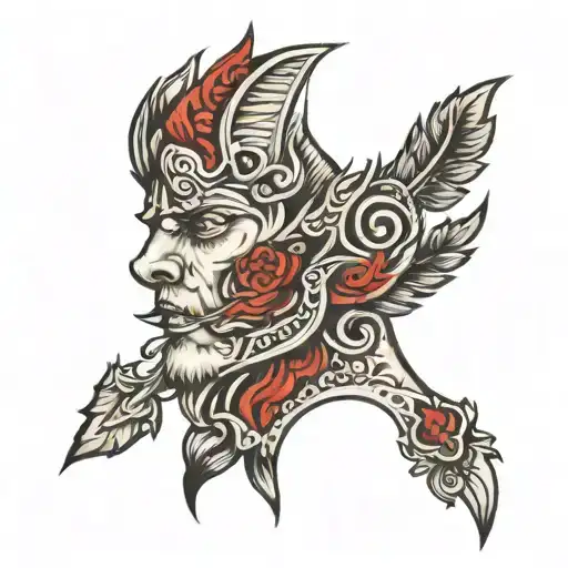neck tattoo with red ink tattoo tattoo design idea