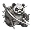 angry ninja panda holding katana tattoo design idea