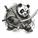 angry ninja panda holding katana tattoo design idea