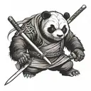 angry ninja panda holding katana tattoo design idea