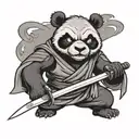 angry ninja panda holding katana tattoo design idea