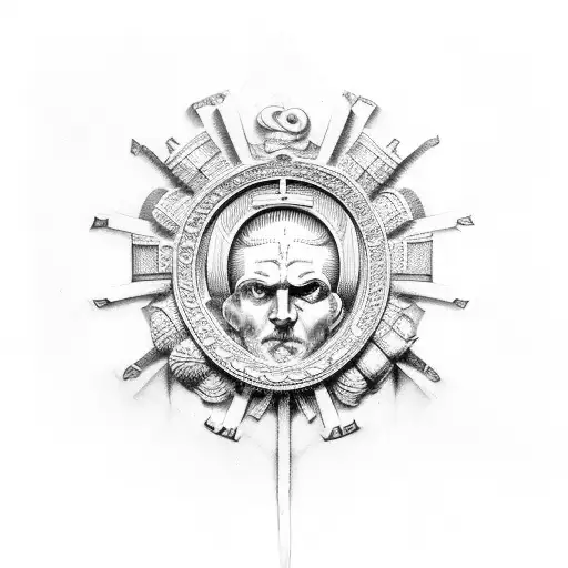 Roman laurel wreath with the phrase 'Veni, Vidi, Vici' tattoo design idea