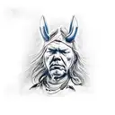 neil young crazy horse logo combined with weston boucher tattoo by Carlos Torres tattoo design idea