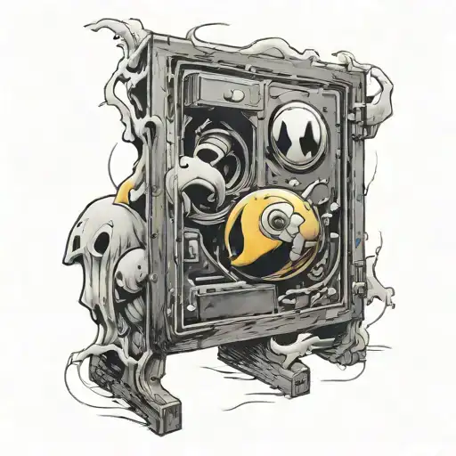 pacman chasing a ghost tattoo design idea