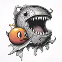 pacman chasing a ghost tattoo design idea