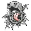 pacman chasing a ghost tattoo design idea