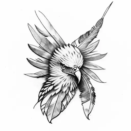 3 eagle feathers tattoo design idea